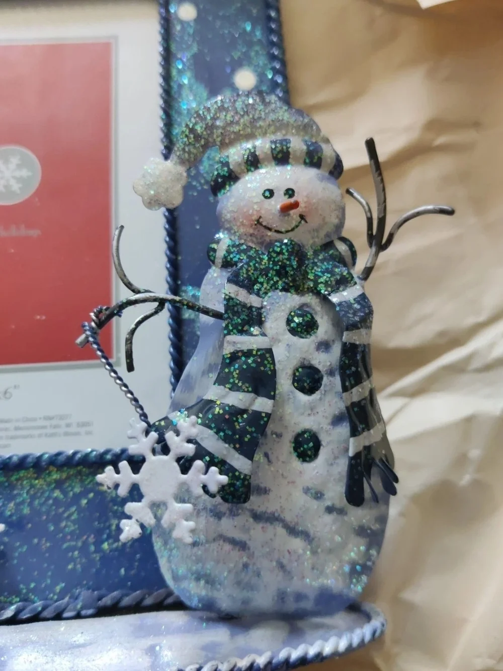 Kohl's Blue Glitter Snowman & Tree Holiday Picture Frame